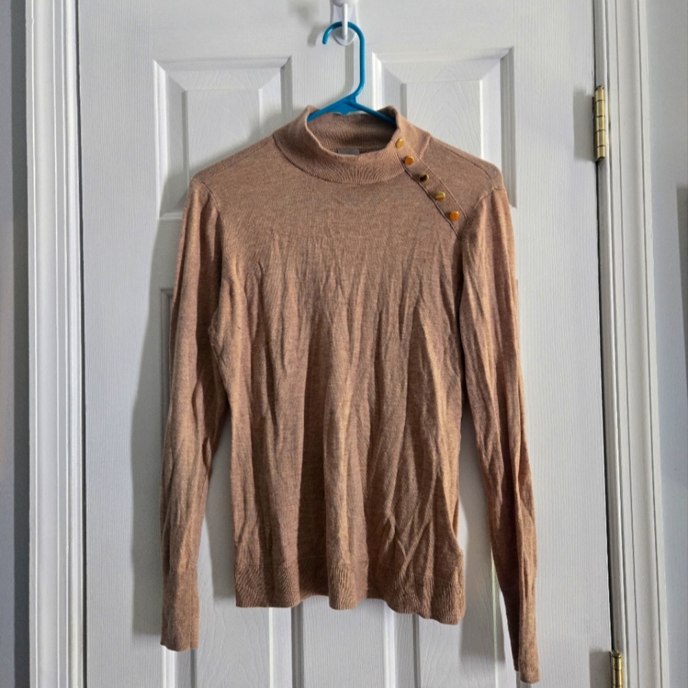 Tan Medium Button-Detail Sweater
